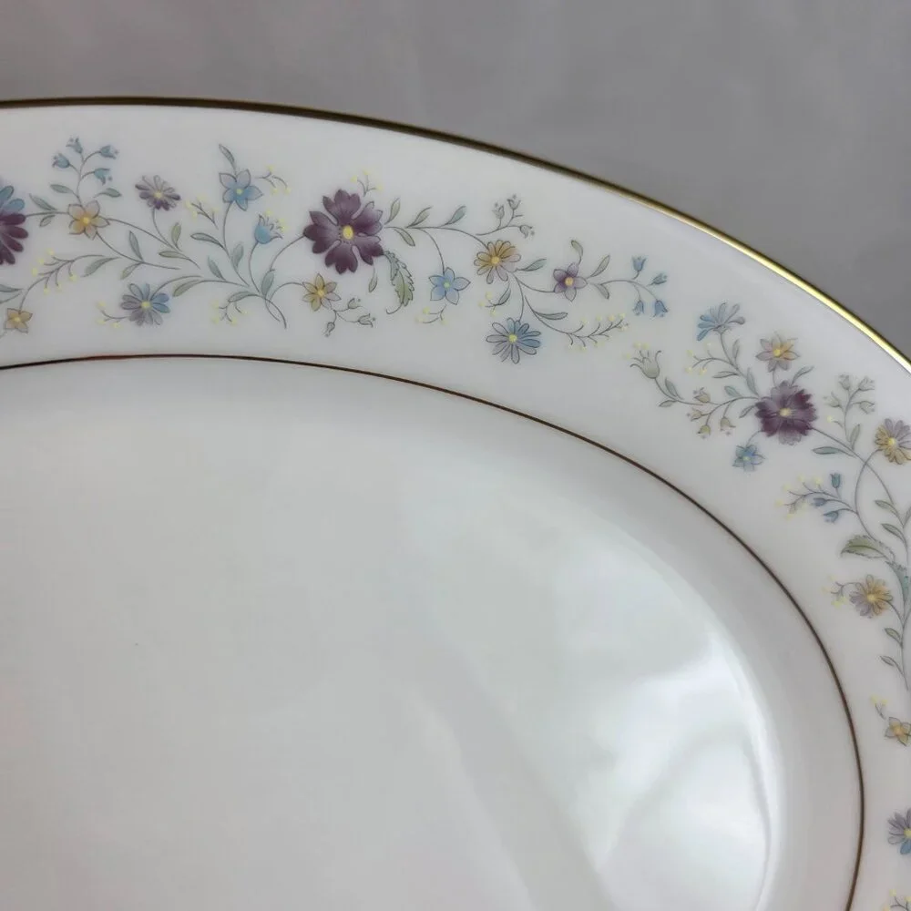 Noritake Longwood #2485 12 Inch Serving Platter Purple, Blue & Yellow Flowers
